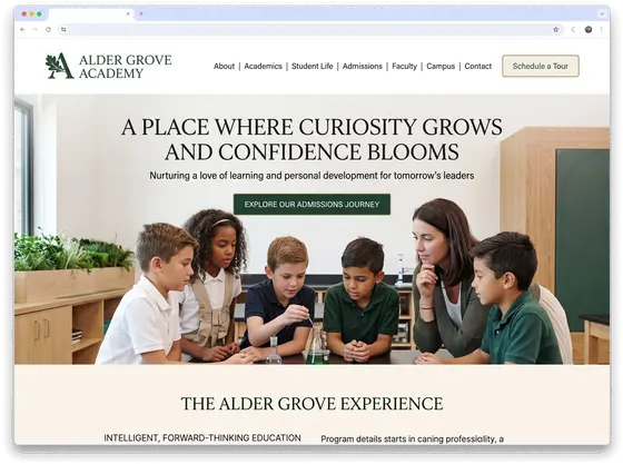 Alder Grove Academy — website design by Orlando Website Design