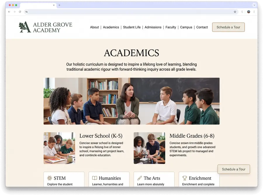 Alder Grove Academy — website design by Orlando Website Design