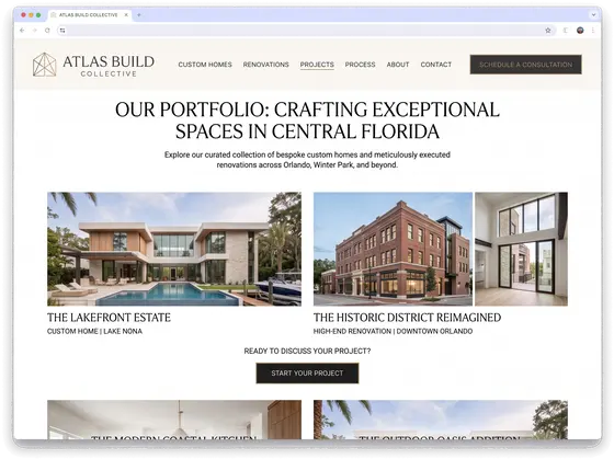 Atlas Build Collective — website design by Orlando Website Design