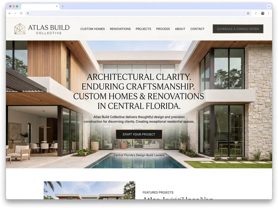 Atlas Build Collective — website design by Orlando Website Design