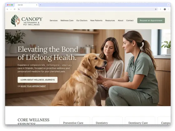 Canopy Veterinary & Pet Wellness — website design by Orlando Website Design