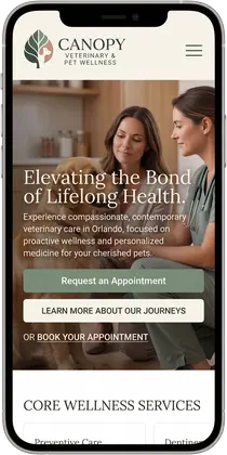 Canopy Veterinary & Pet Wellness — website design by Orlando Website Design