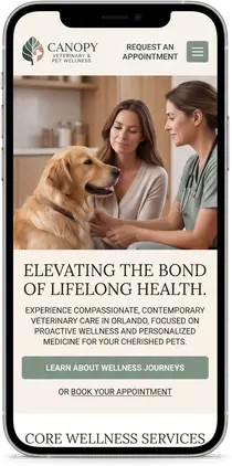 Canopy Veterinary & Pet Wellness — website design by Orlando Website Design