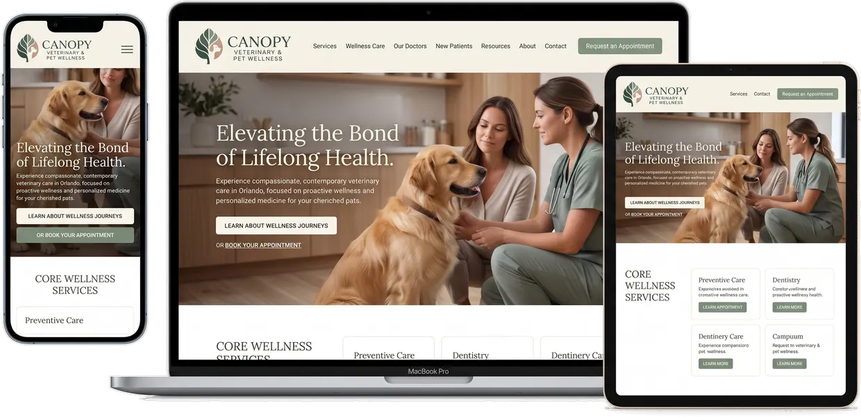 Canopy Veterinary & Pet Wellness — website design by Orlando Website Design