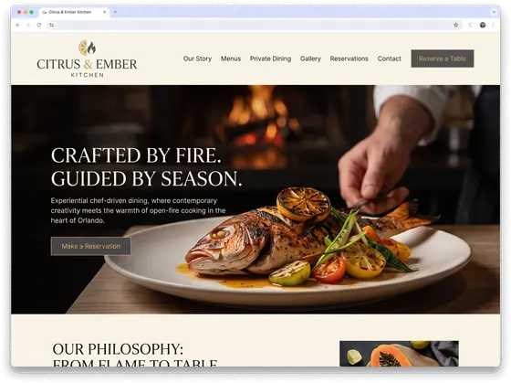 Citrus & Ember Kitchen — website design by Orlando Website Design