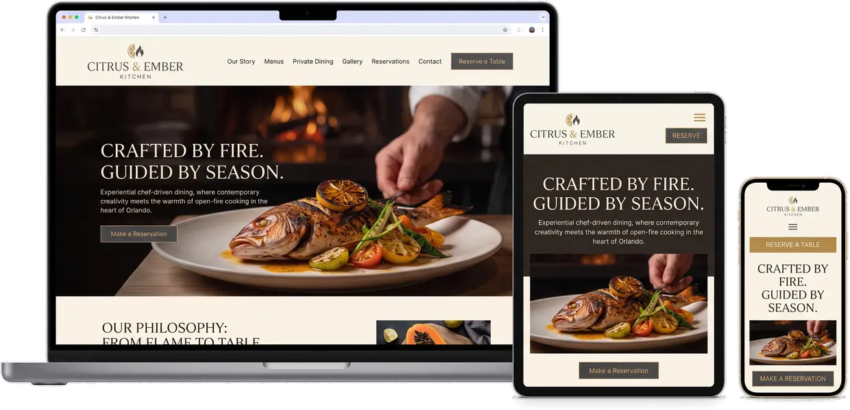 Citrus & Ember Kitchen — website design by Orlando Website Design