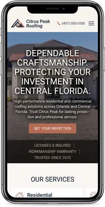 Citrus Peak Roofing — website design by Orlando Website Design