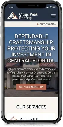 Citrus Peak Roofing — website design by Orlando Website Design
