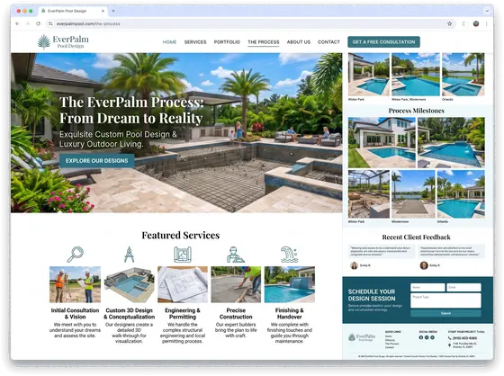 EverPalm Pool Design — website design by Orlando Website Design