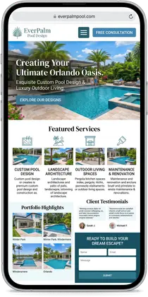 EverPalm Pool Design — website design by Orlando Website Design
