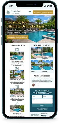 EverPalm Pool Design — website design by Orlando Website Design