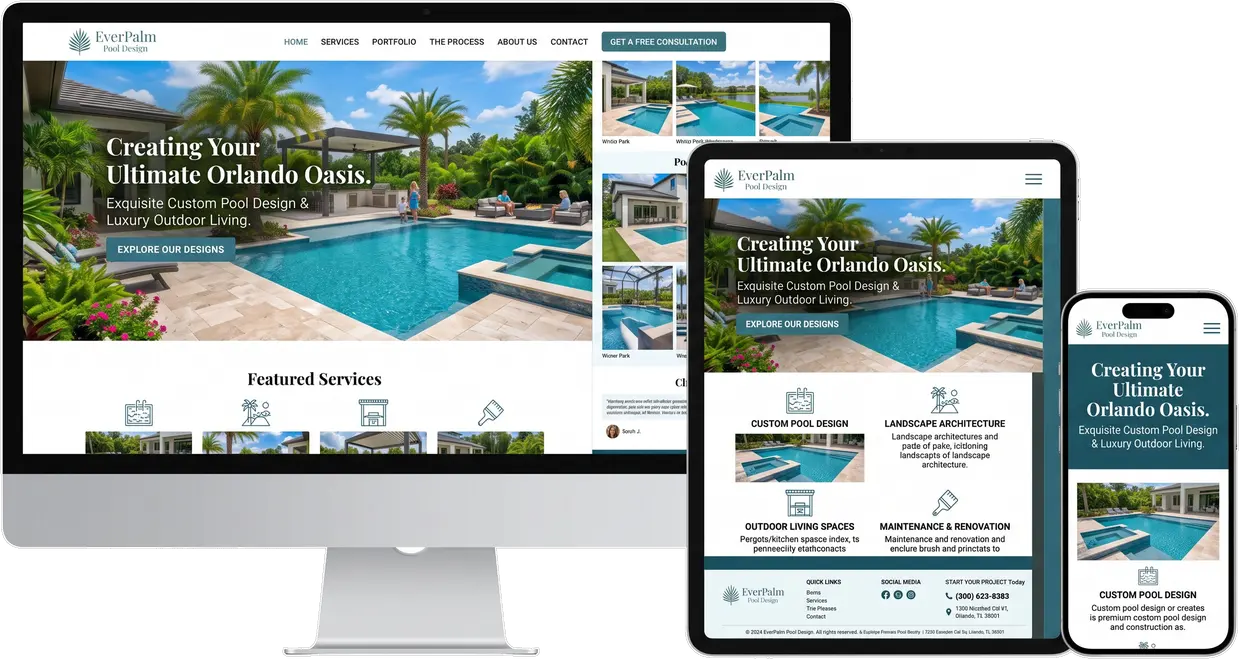 EverPalm Pool Design — website design by Orlando Website Design