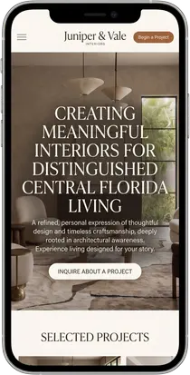 Juniper & Vale Interiors — website design by Orlando Website Design