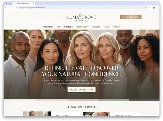 Luma Grove Aesthetics — website design by Orlando Website Design