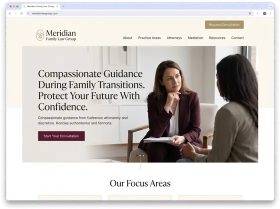 Meridian Family Law Group — website design by Orlando Website Design