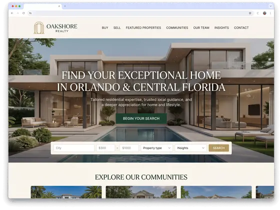 Oakshore Realty — website design by Orlando Website Design