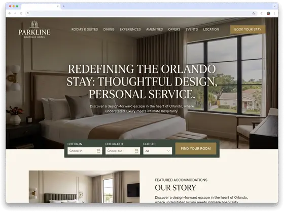 Parkline Boutique Hotel — website design by Orlando Website Design