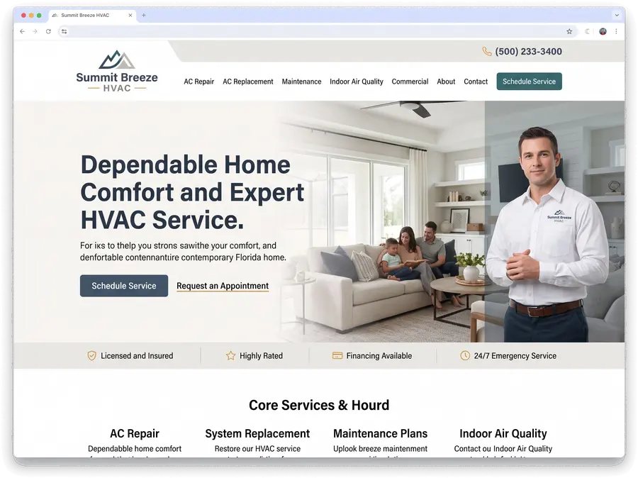 Summit Breeze HVAC — website design by Orlando Website Design