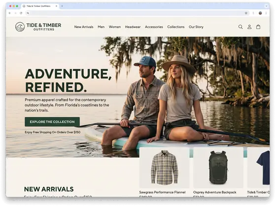 Tide & Timber Outfitters — website design by Orlando Website Design