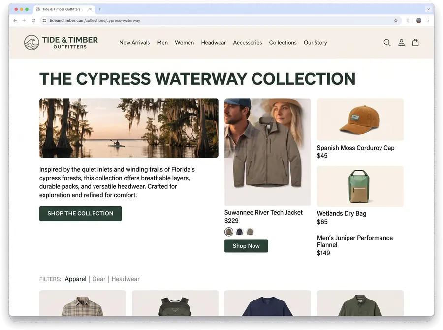 Tide & Timber Outfitters — website design by Orlando Website Design