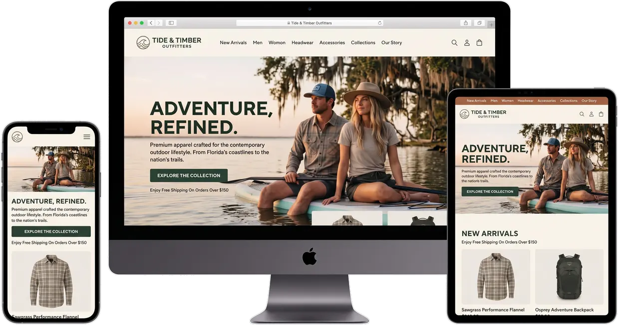 Tide & Timber Outfitters — website design by Orlando Website Design